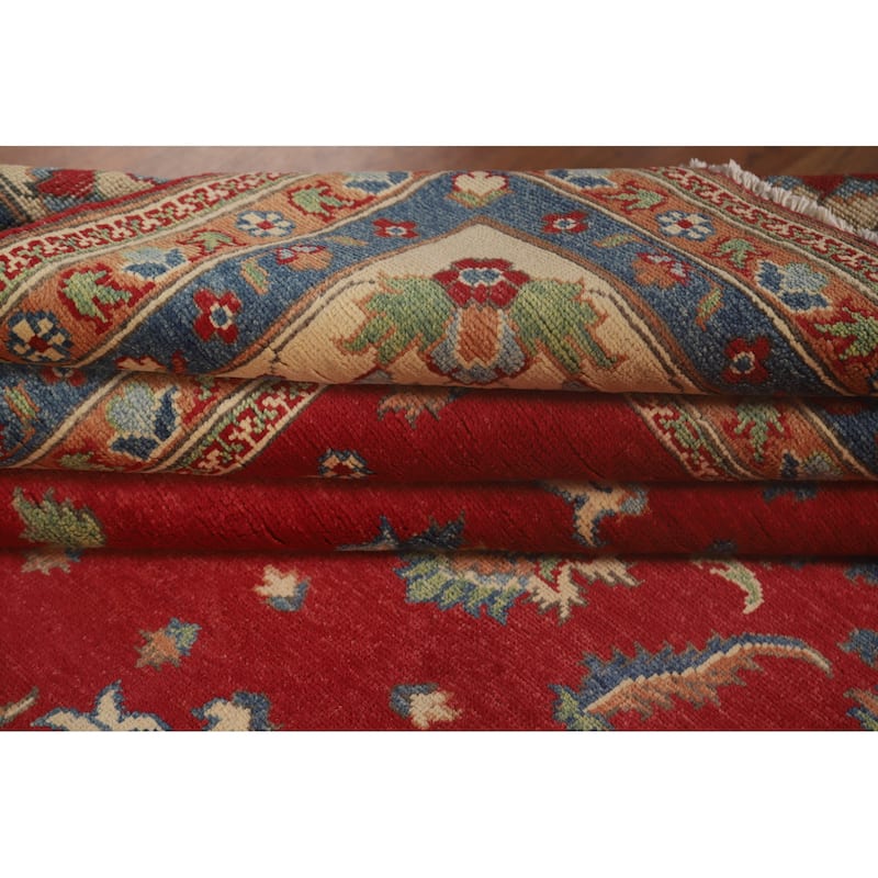 Red Kazak Oriental Area Rug Hand-Knotted Traditional Wool Carpet - 8'9"x 11'8"