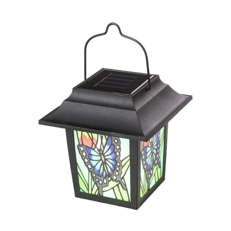 Glitzhome Set of 2 30"H Solar Lighted LED Post Light Garden Lamp - Black