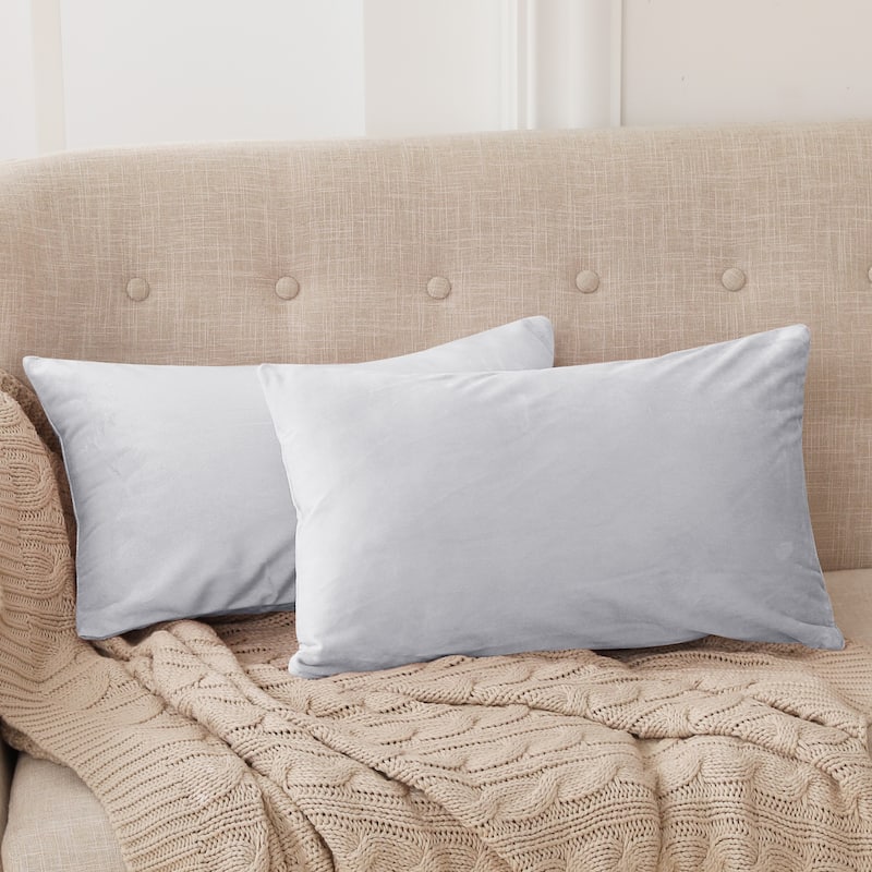 Deconovo Velvet Soft Throw Pillow Covers 2 PCS (Cover Only) - 12*20 - Light Grey