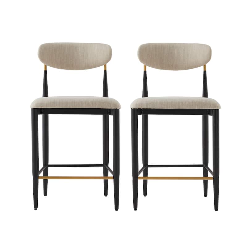 Christopher Knight Home - Livia Armless Bar Stool Set of 2 - Modern Fabric Upholstery with Sleek Black and Gold Metal Frame
