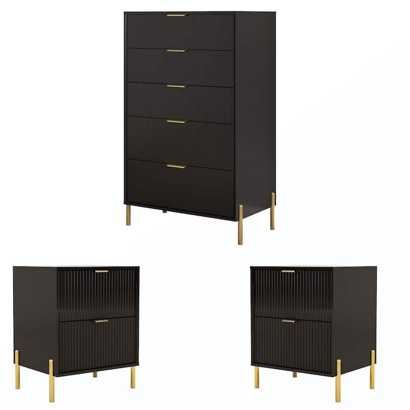 3 Piece Bedroom Set - Black