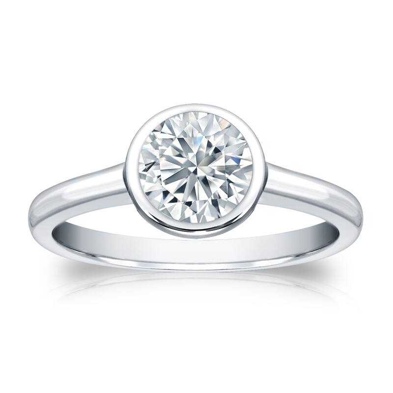 Auriya 14k Gold GIA Certified 1.75ct TDW Solitaire Bezel Set Diamond Engagement Ring - 4 - White