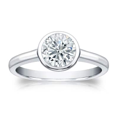 Auriya 3/4ctw Round Solitaire Diamond Engagement Ring Bezel-set 18k Gold