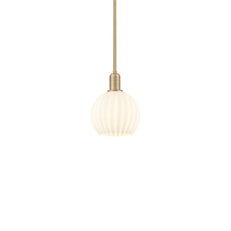 Innovations Lighting 716-1S-11-8 White Venetian Pendant White Venetian - Brushed Brass / White Venetian