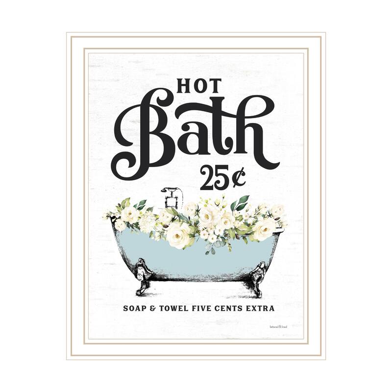TrendyDecor4U Contemporary "Hot Bath" Framed Print Wall Art - White