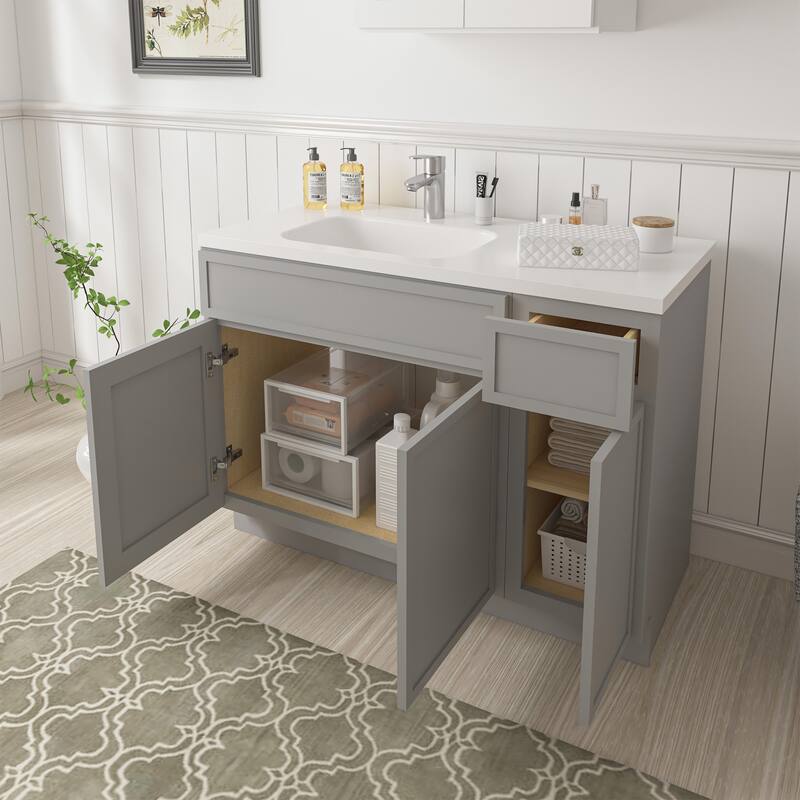 Vanity Art 51" Birch Freestanding Bathroom Vanity Cabinet without Top