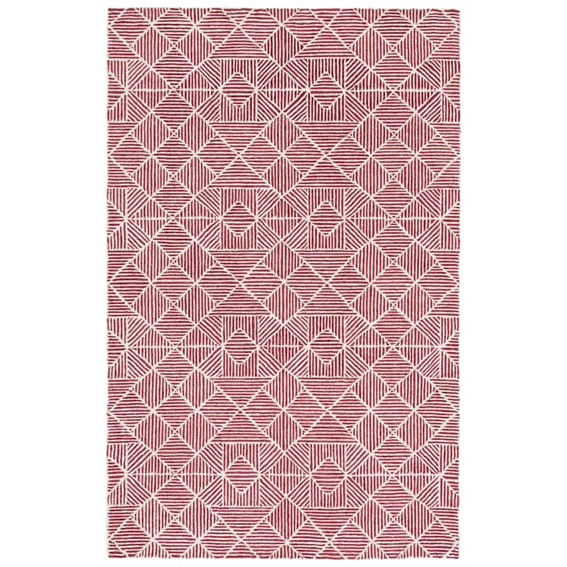 SAFAVIEH Handmade Abstract Harmanna Modern Wool Rug - 6' Square - Red/Ivory