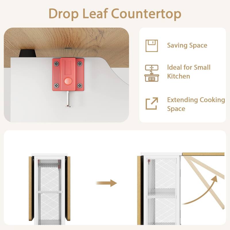 Folding Dining Table with 2 Tier Storage