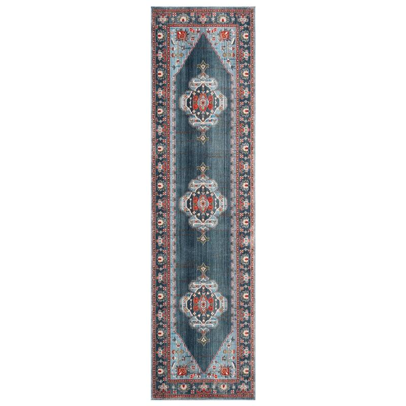 SAFAVIEH Vintage Boho Persian Joice Oriental Polyester Rug with - 2'2" x 8' Runner - Blue/Light Blue