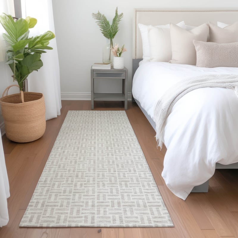 Premium Washable Super Soft Modern Geo Mayfield Rug - Taupe - 2'3" x 7'6"