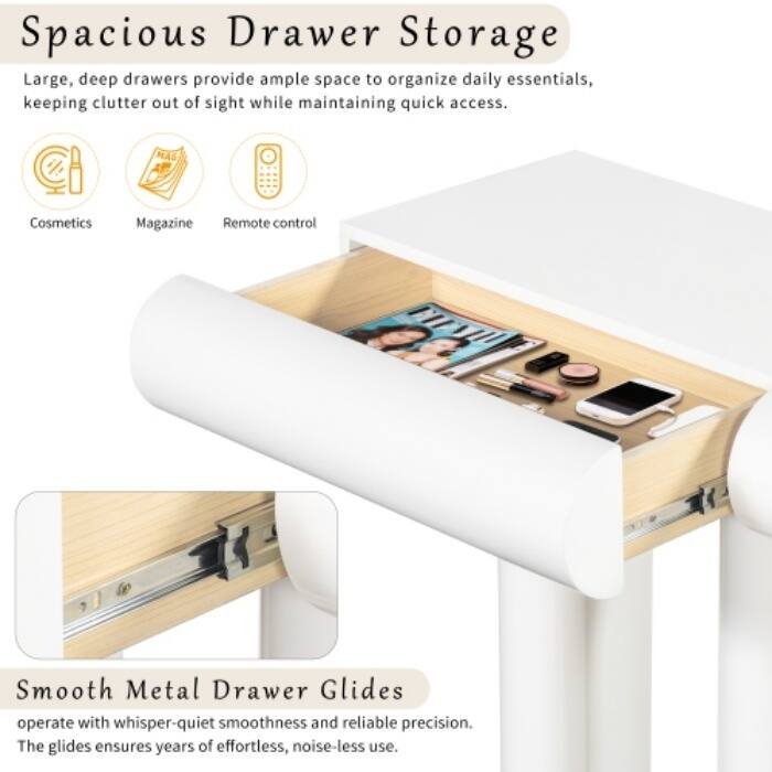 47.6" Modern Entryway Table - Space-Saving Hallway Console with 2 Curved Drawers & Geometric Legs - Narrow Sofa Table