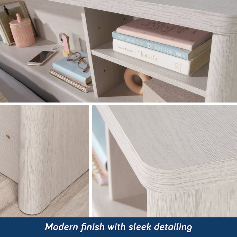 Engineered Wood Vintage Full/Queen Bookcase Headboard with Spacious Storage Cubby