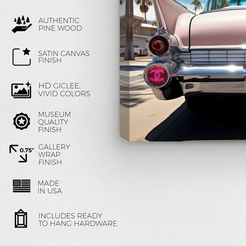 Wynwood Studio Canvas Fashion and Glam Ride in Style Paris Pink and Light Pink Glam Wall Art Canvas Print