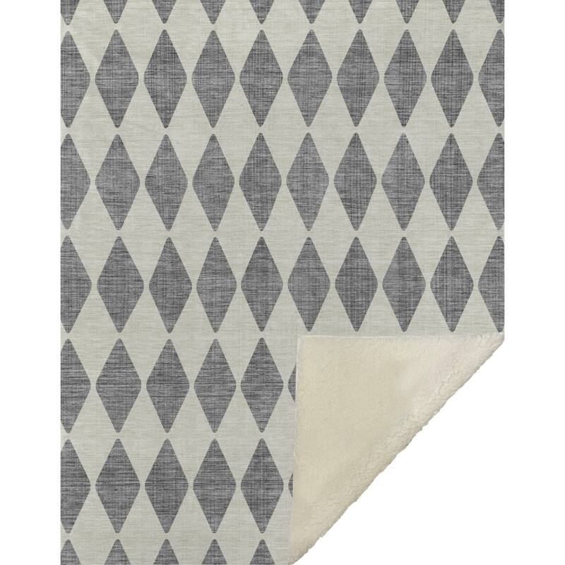 Premium Machine Washable Modern Argyle Sherpa Throw Blanket