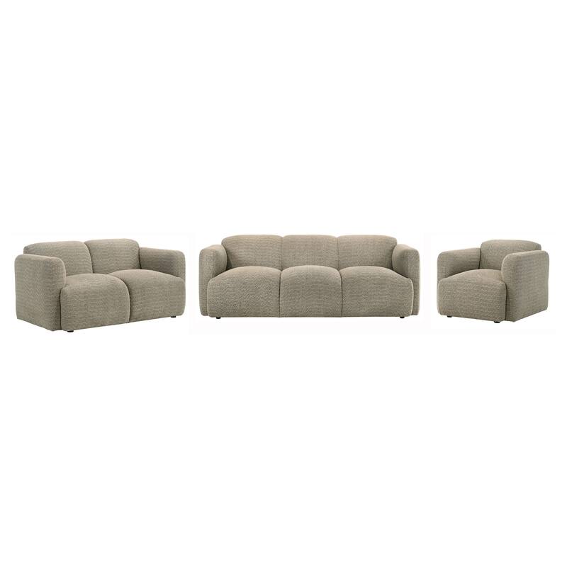 Dorset Upholstered Round Track Arm Sofa Set - N/A - Brown - 3 Piece