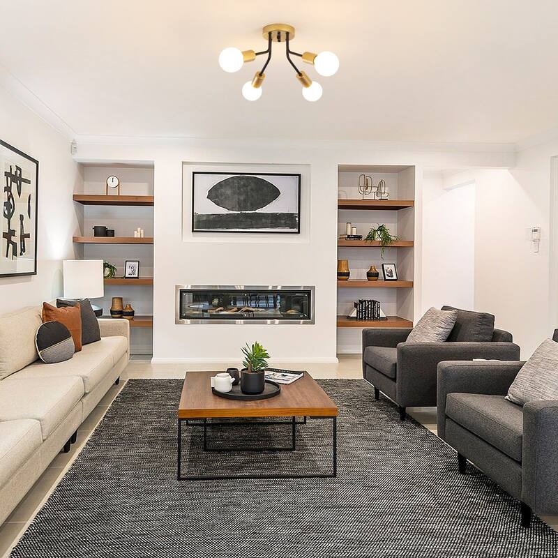 Modern 4-Light Semi Flush Mount Ceiling Light for Dining Room Bedroom Hallway Entryway