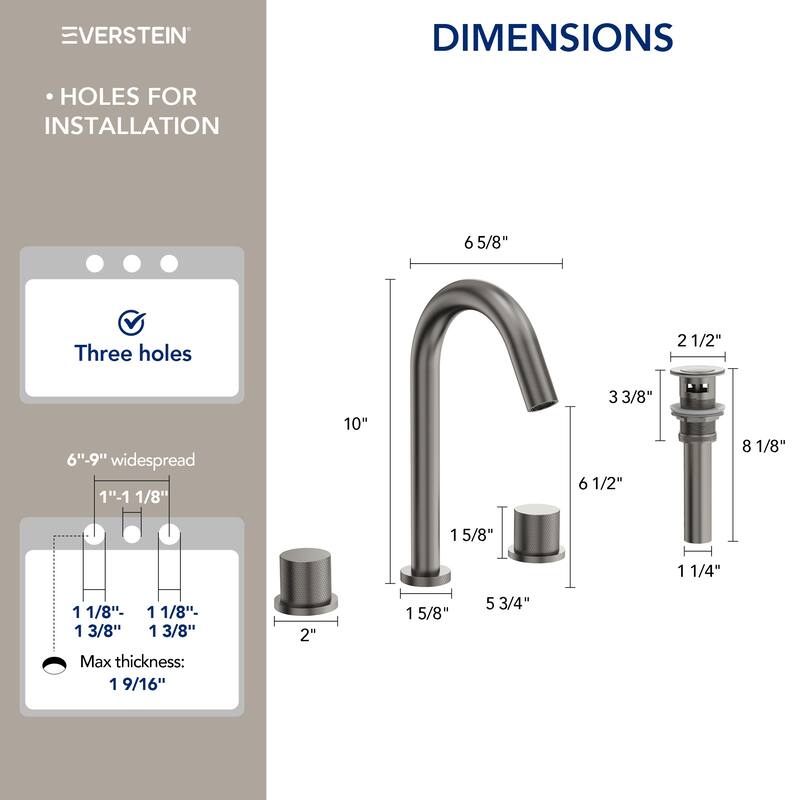 High-Arc Bathroom Sink Faucet for Vanity, 3-Hole 2-Handle Bathroom Faucet with Drain Assembly