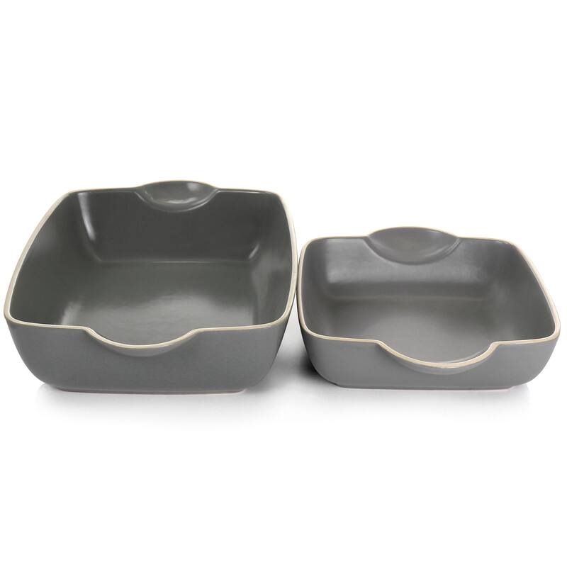 Gibson Home Rockaway 2 Piece Stoneware Nesting Bakeware Set in Grey - 2 Piece