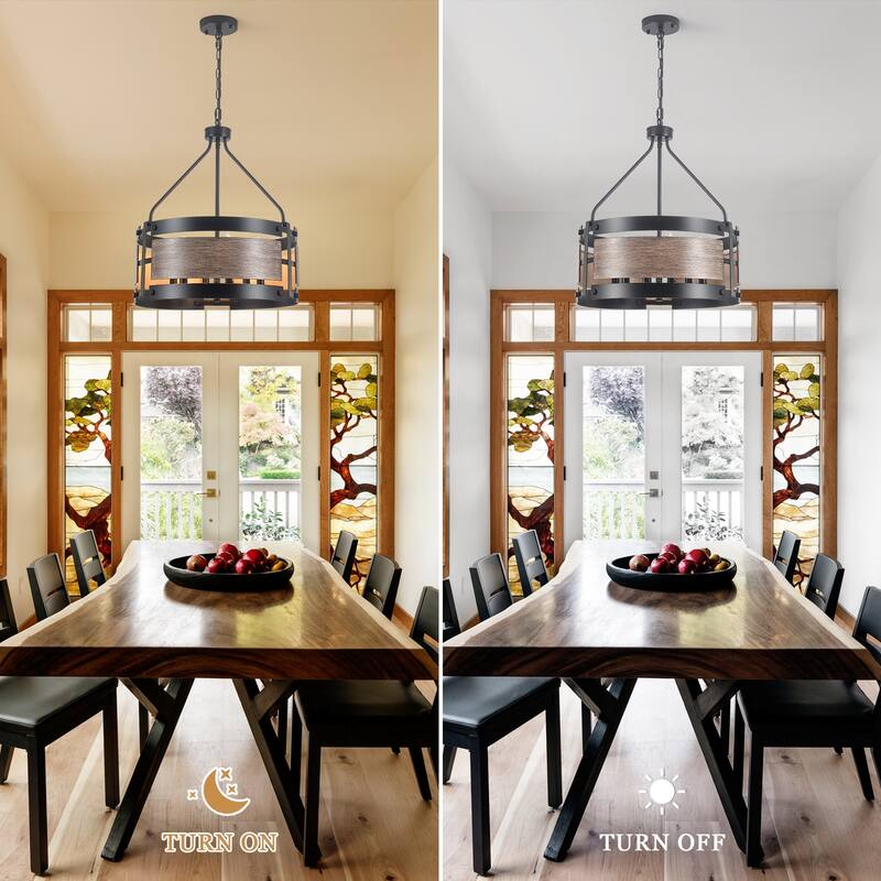 6-Light Vintage Elegant Chandelier with Faux Wood Finish Metal Frame Bulb Not Included