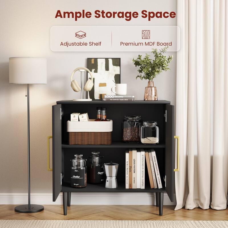 30'' Black Buffet Cabinet, Free Standing Sideboard With Storage