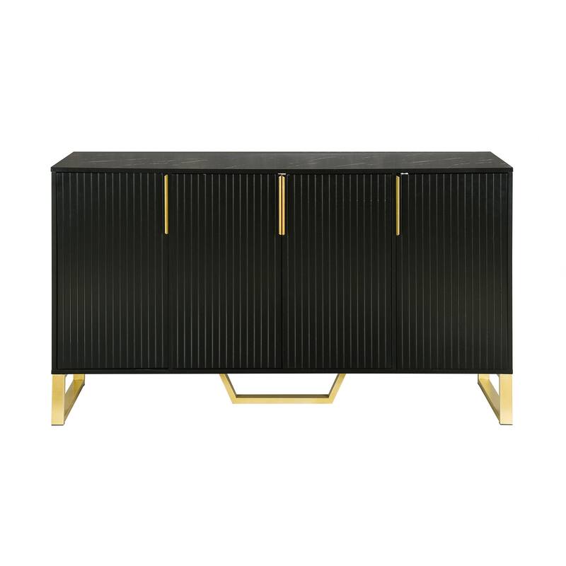 Modern sideboard with Four Doors, Metal handles & Legs and Adjustable Shelves Kitchen Cabinet