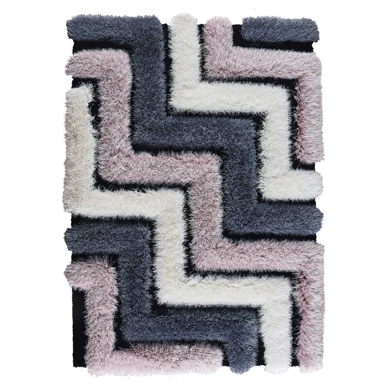 MDA Collection Geometric Area Rug - 8' X 10' - Pink/Grey/White