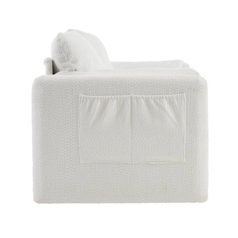 59.87" Chenille 2-Seater Sofa with Barrel Back & Sturdy Frame