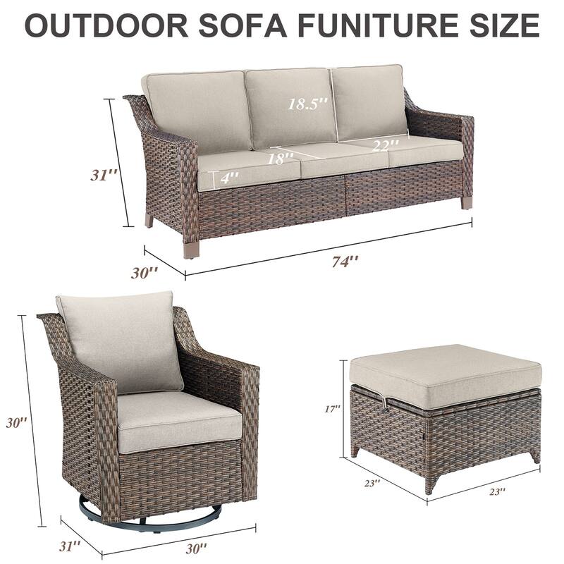 Outdoor Patio Sofa & Swive Chail with Ottoman