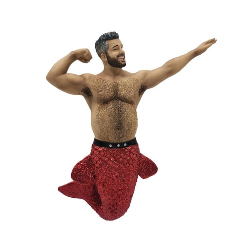 Muscle Beach II Merman Christmas Holiday Ornament December Diamonds - Multi