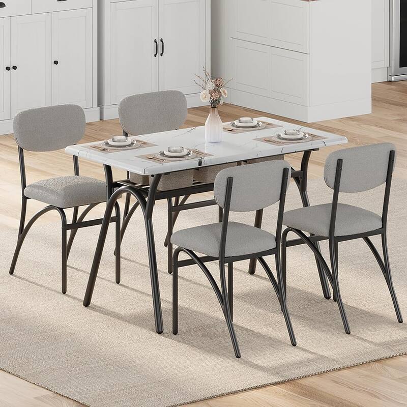 Modern Upholstered Kitchen Dining Room Chairs Set of 2,with Arched Metal Legs