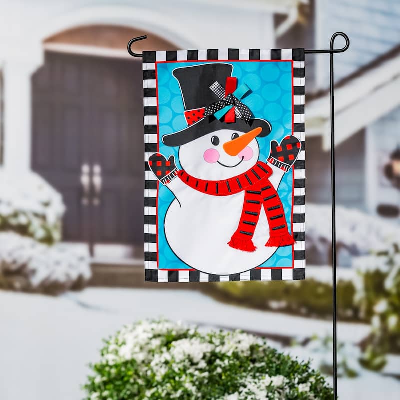 Patterned Snowman Garden Applique Flag