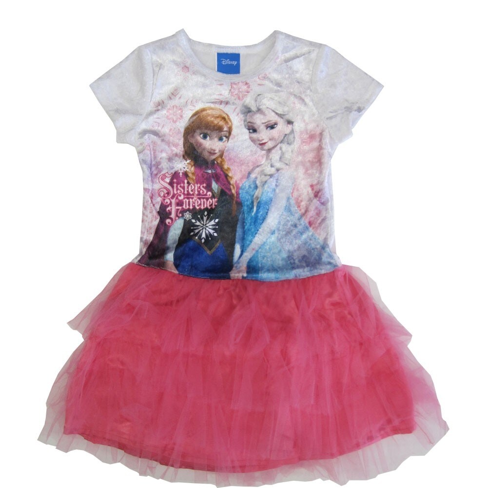 Shop Disney Big Girls White Pink Frozen Anna Elsa Print Tutu