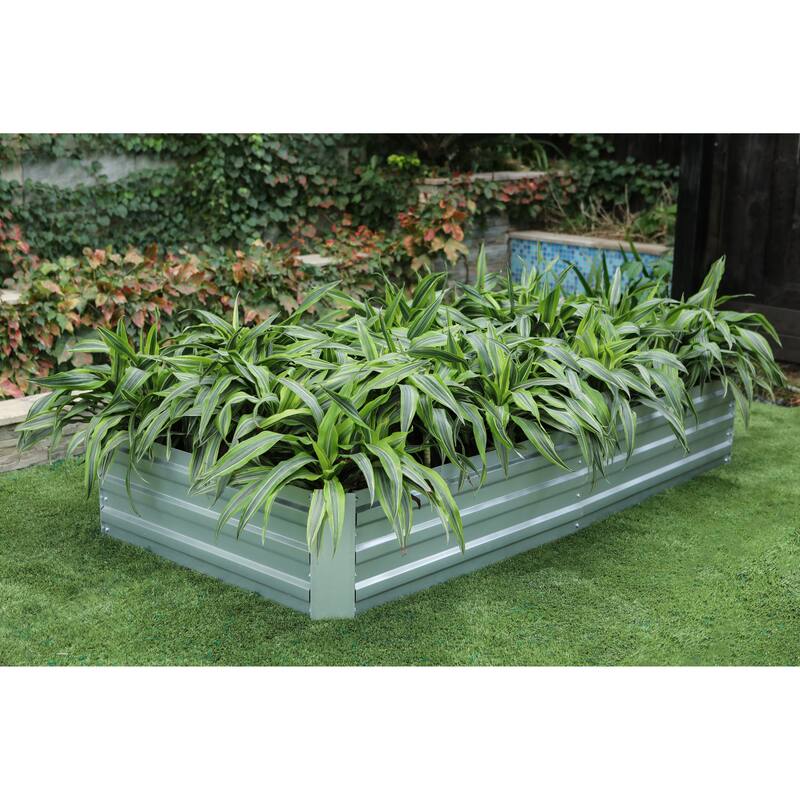 6-Ft Wide Galvanized Steel Rectangular Raised Garden Bed - 6 ft W x 3 ft D x 1 ft H