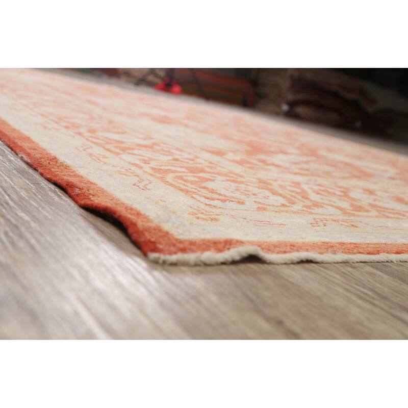 Hand Knotted Oriental 100% Wool Carpet Transitional Floral Oranges & Rust Khotan Area Rug - 10' 3'' X 8' 9''