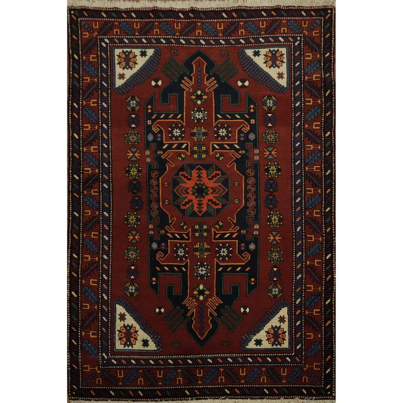 Hand Knotted Oriental 100% Wool Carpet Traditional Medallion Red Kazak Area Rug - 6' 6'' X 4' 4''