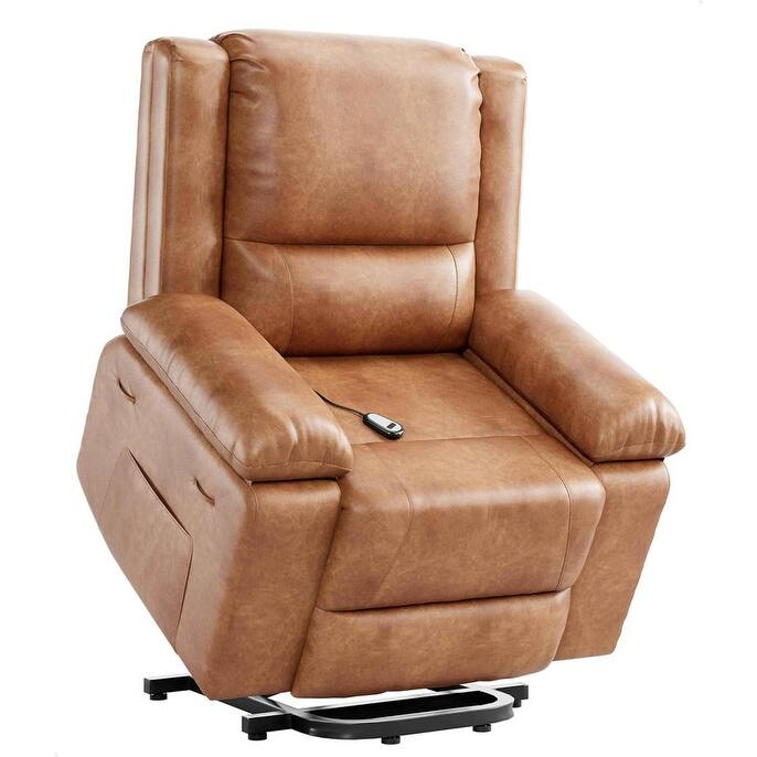Leather Power Lift Recliner with Heat & Massage, Pockets for Elderly