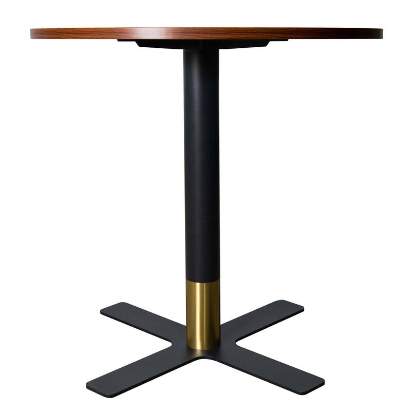 Vail Round Dining Table with 36 in. MDF Tabletop in Black Stainless Steel Cross Legs with Gold Accent Base Kitchen Table