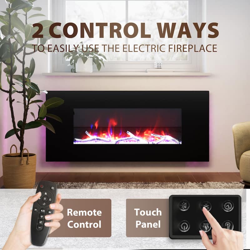 Clihome 42-72 inch Wall-mounted w/ RC (1500W) Electric Fireplace