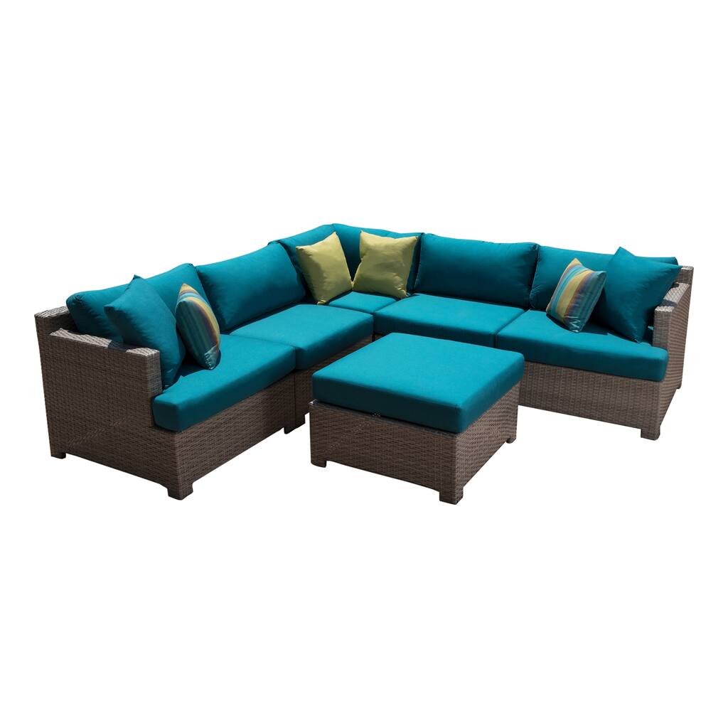 Abbyson Saratoga 6-Piece Modular Seating Set - Teal