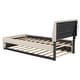preview thumbnail 53 of 80, Teddy Fleece Platform Bed with Trundle, Vertical Striped Headboard and Smarter LED Bed Frame, Upholstered Frame Bed