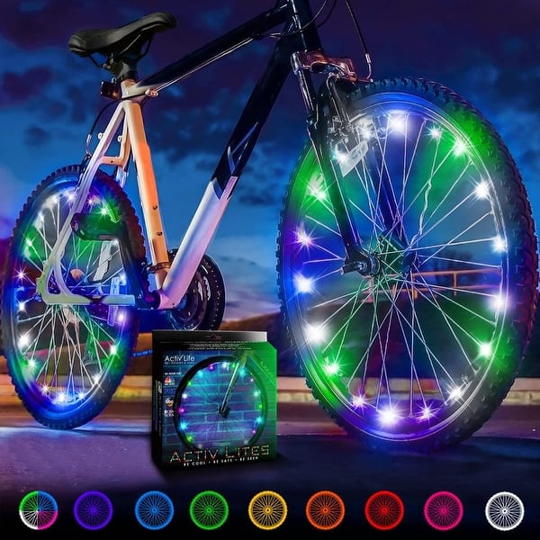 slide 2 of 6, Activ Life LED Bike Wheel Lights (2 Tires, Pastel), Brighter & Visible from All Angles for Ultimate Safety & Style