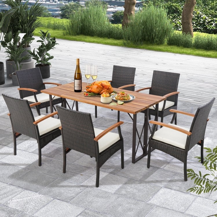 Patio Wicker Chair Set of 2/4 with Soft Zippered Cushion - 24" x 22.5" x 35"