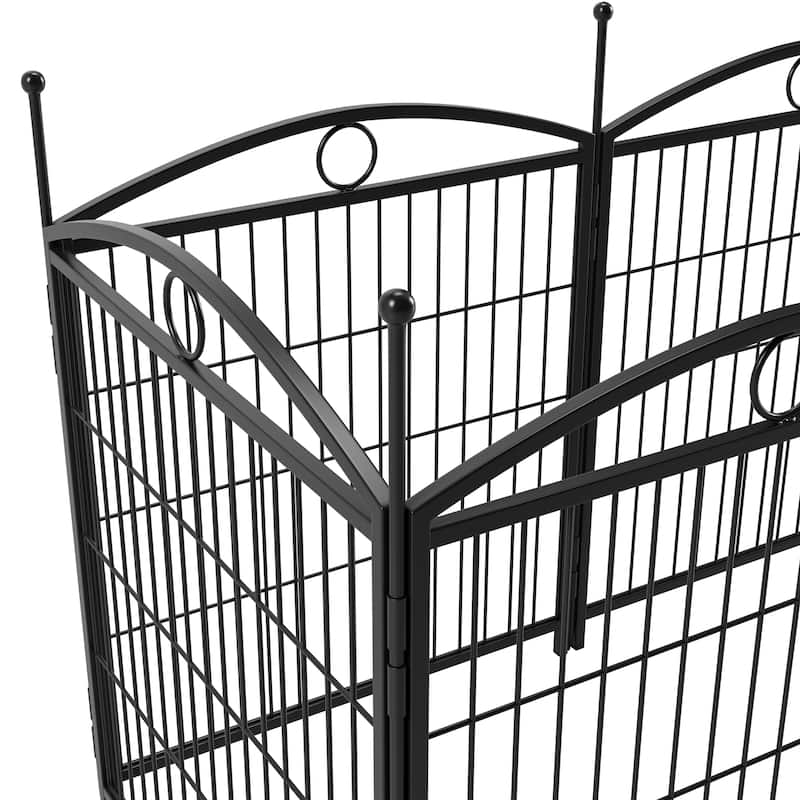 Black Iron Dog Fence Outdoor Pen Modular Rust-Resistant Design - 52” L x 52” W x 32” H