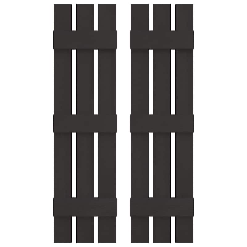 Builders Edge, Standard Three Board Spaced, Board-n-Batten Shutters, Includes Matching Installation Spikes (Per Pair) - 12"W x 75"H - 010 - Musket Brown