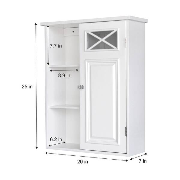 Teamson Home Dawson Removable Wooden Wall Cabinet with Cross Molding, White