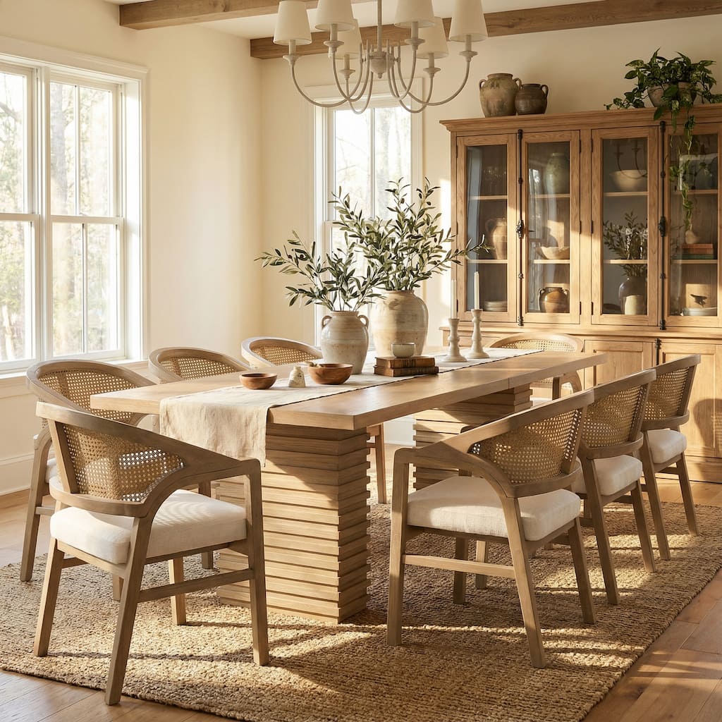 Christopher Knight Home - Modern Light Ash Upholstered Dining Sets with Lattice Back