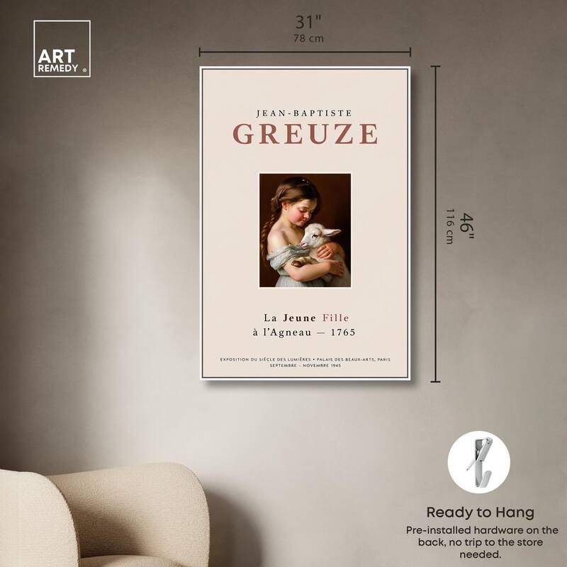 Girl and Her Lamb Canvas by Art Remedy