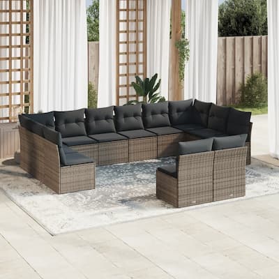 vidaXL Garden Sofa Set Grey PE rattan Large Adjustable Feet - 24.4 x 24.4 x 27.2