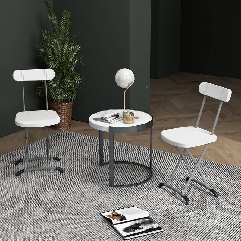 Gymax 4-Pack Folding Chair w/ Metal Curved Feet Wide Seat & Ergonomic