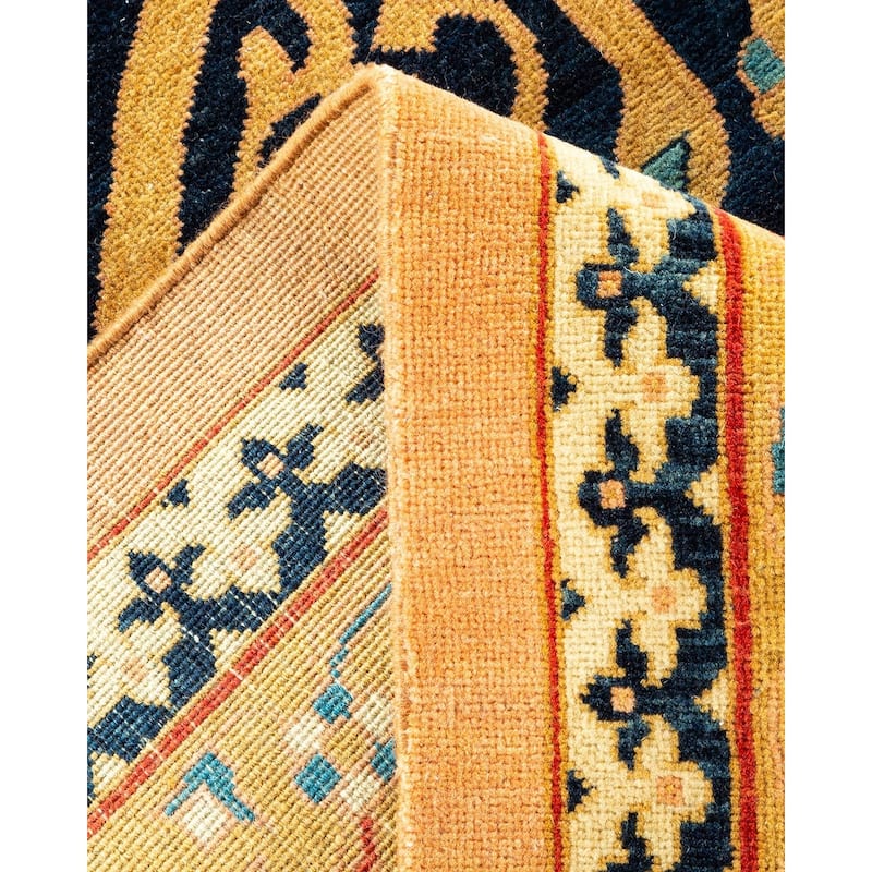 Overton Handknotted Wool Vintage Inspired Contemporary Eclectic Beige Area Rug - 15' 10" x 11' 10"